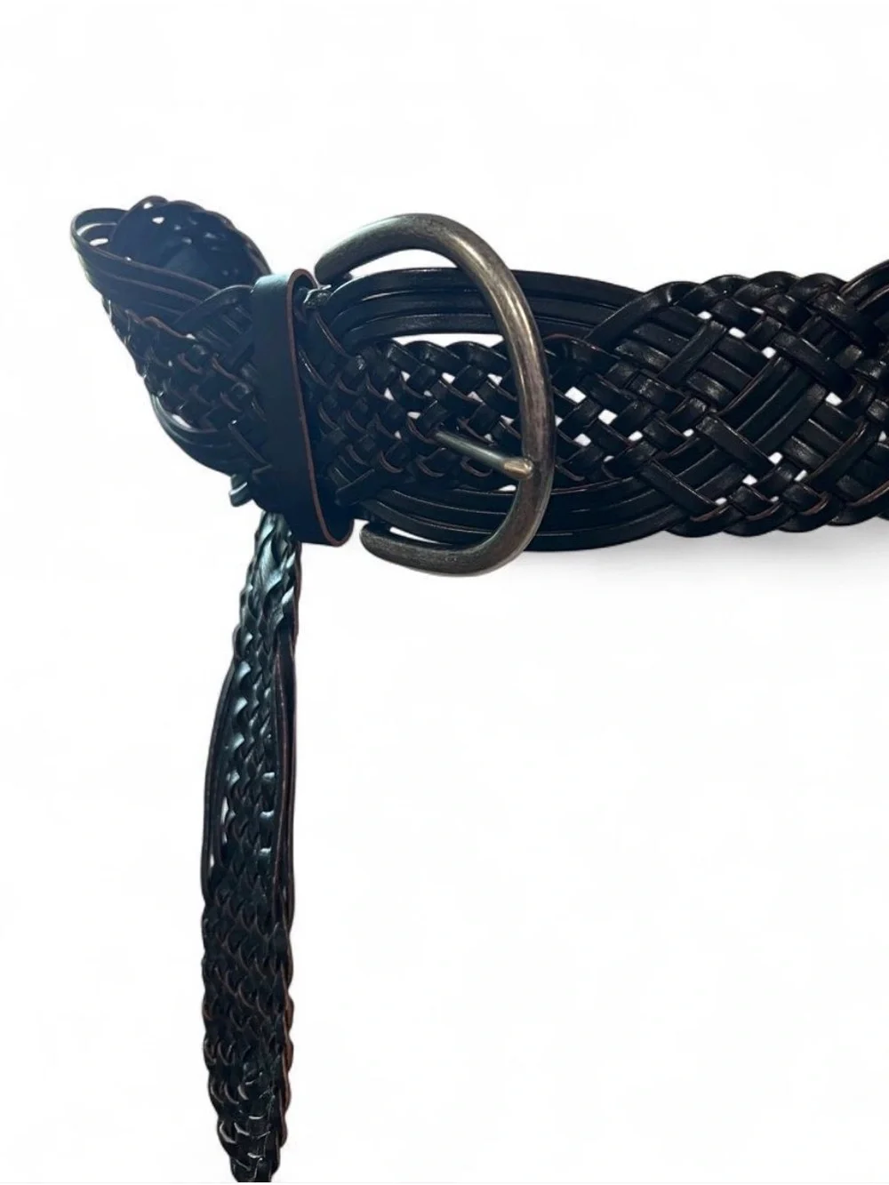 Woven Wide Black Waist Belt